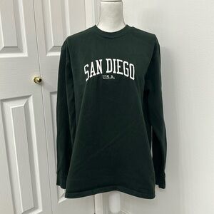 Brandy Melville San Diego embroidered thick dark green long sleeved